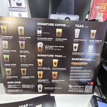 Cafes Quan - Menu (February 2026, Side 1) - Coffee & Tea Near Me - San Jose, California