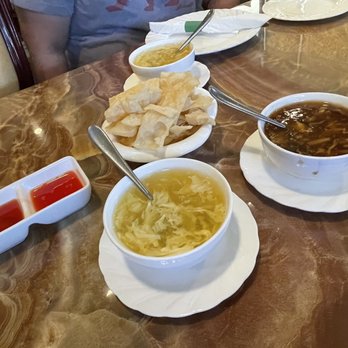 Dove M Bistro - Wonton chips,Egg drop soup and hot and sour soup - Chinese Near Me - Marana, Arizona