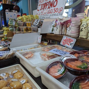 Seattle Fish Guys - Salmon bowls and shrimp cocktail line the line to pay - Seafood Markets Near Me - Seattle, Washington