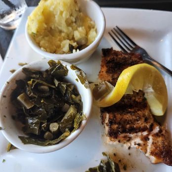 Grille 55 - Salmon and greens and garlic mash potatoes - Bars Near Me - South Euclid, Ohio Grille 55 - Salmon and greens and garlic mash potatoes - Bars Near Me - South Euclid, Ohio