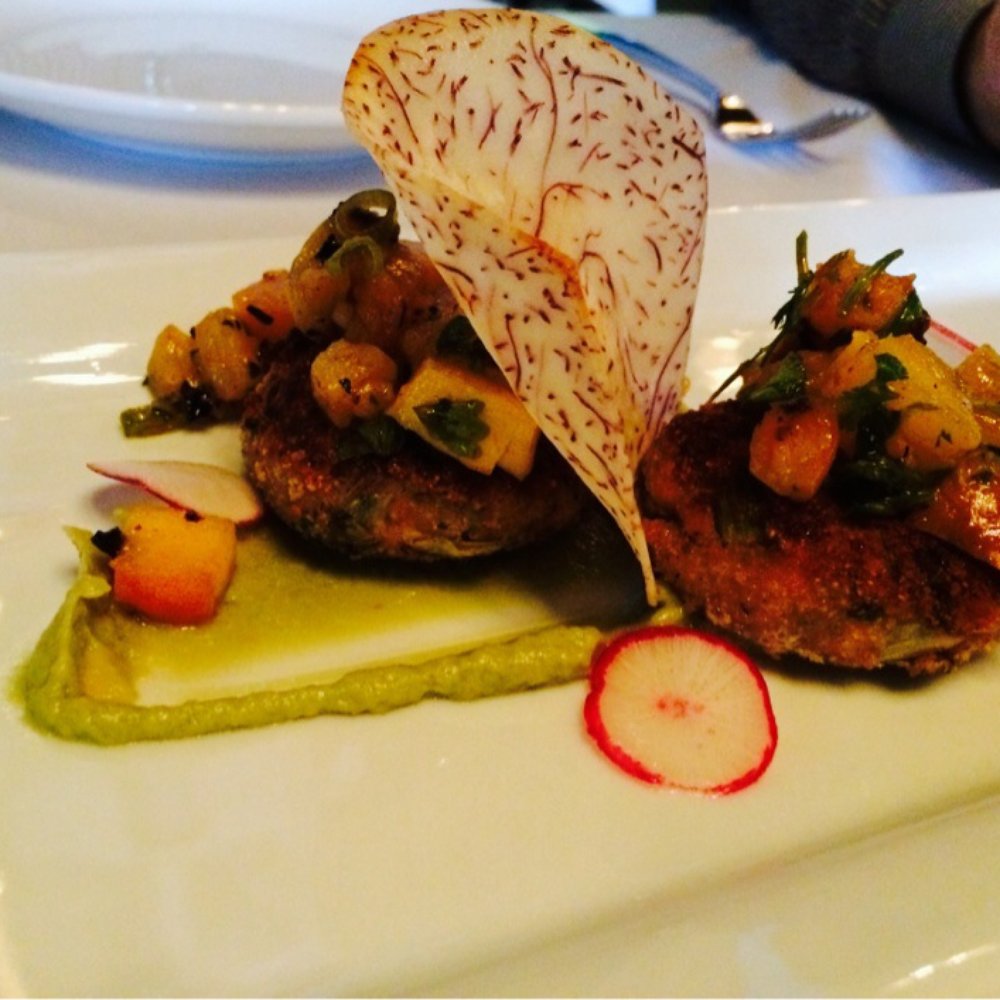 Dolce - Salmon Croquettes with Peach and Mango Salsa - New American Near Me - Omaha, Nebraska