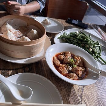 Fortune Dumpling House - Pork Xiolongbao, wonton in chili oil and green beans. - Dim Sum Near Me - Vacaville, California Fortune Dumpling House - Pork Xiolongbao, wonton in chili oil and green beans. - Dim Sum Near Me - Vacaville, California