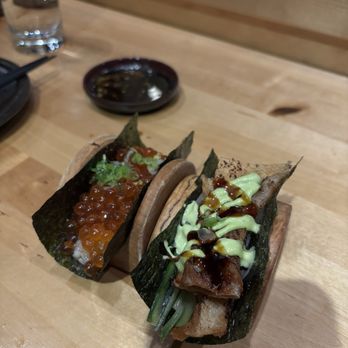 Sugo Hand Roll Bar - Ikura and salmon skin - Sushi Bars Near Me - Seattle, Washington Sugo Hand Roll Bar - Ikura and salmon skin - Sushi Bars Near Me - Seattle, Washington