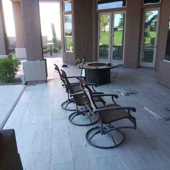 Tile Installation Mesa - Mid process outdoor patio tile installation project - General Contractors Near Me - Mesa, Arizona