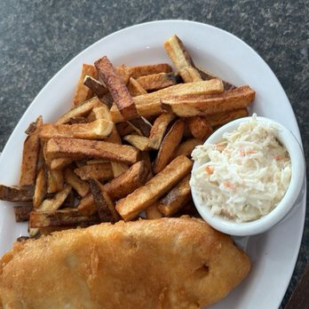 The Atlantic Kitchen - 1 piece Halibut with fries and coleslaw. - Fish & Chips Near Me - St. Albert, Alberta The Atlantic Kitchen - 1 piece Halibut with fries and coleslaw. - Fish & Chips Near Me - St. Albert, Alberta
