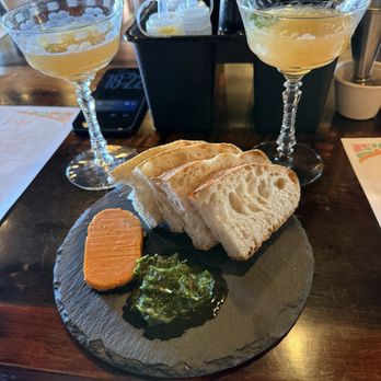 Storm King Distilling Company - First course - Farmers Market paired with bread and tomato butter and chimichirri - Distilleries Near Me - Montrose, Colorado
