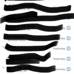 That's their number. Jerks claimed I called the wrong place. Can't even admit they made a mistake - The image shows a smartphone screen with a recent calls list. It includes phone numbers, contact names such as Cori Mason and Damien Ferrero, call times like yesterday and 4:49 PM, and icons for call details. The interface has tabs for All and Missed calls, and options for editing the list. The status bar at the top displays the time as 5:54, Wi-Fi, cellular signal, and battery icons.