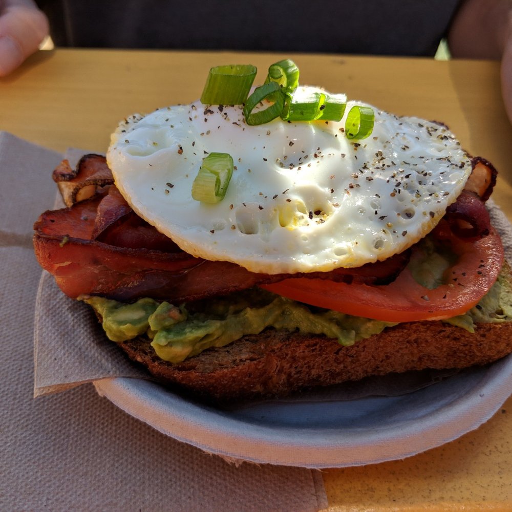 Crackheads - Avocado toast with tomatoes, bacon and a soft yolk egg. - Cocktail Bars Near Me - Carlsbad, California Crackheads - Avocado toast with tomatoes, bacon and a soft yolk egg. - Cocktail Bars Near Me - Carlsbad, California