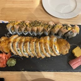 Cracked lobster roll and sumo roll with Tamago and Toro Nigiri Cracked lobster roll and sumo roll with Tamago and Toro Nigiri
