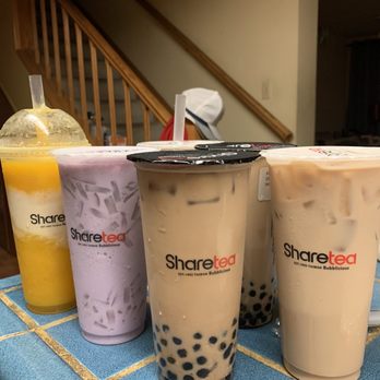 Sharetea - Mango ice blended with ice cream, taro ice blended with lychee jelly, classic milk tea, Okinawa milk tea - Bubble Tea Near Me - Los Angeles, California Sharetea - Mango ice blended with ice cream, taro ice blended with lychee jelly, classic milk tea, Okinawa milk tea - Bubble Tea Near Me - Los Angeles, California