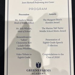Greens Farms Academy - Middle School graduation program