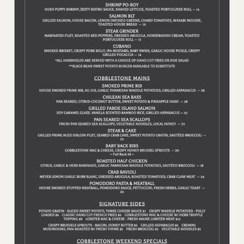 Cobblestone On Main - Menu's - New American Near Me - Webster, New York