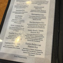 Drink menu - those names Drink menu - those names