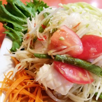 Thai Princess - Close up of Squid Som Tom (Papaya Salad) $12 Delicious! 5 stars - Thai Near Me - Garden Grove, California Thai Princess - Close up of Squid Som Tom (Papaya Salad) $12 Delicious! 5 stars - Thai Near Me - Garden Grove, California