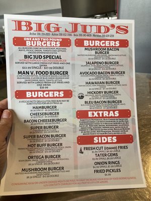 Menu photo 4 Big Jud's Meridian Meridian, ID Menu photo 4 Big Jud's Meridian Meridian, ID