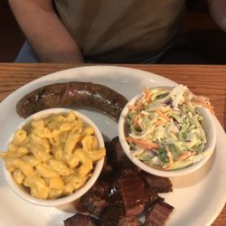 Goodwood Barbecue Company - Burnt ends, German sausage, Cole slaw and mac&cheese lunch special