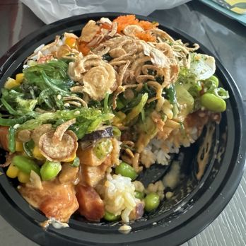 Royal T Cafe - Poke Regular 3 Scoop Protein Bowl Spicy tuna, delicious! - Breakfast & Brunch Near Me - Manteca, California