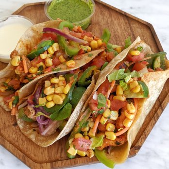 Sam and Curry - Taco trio: paneer, chicken, shrimp - Indian Near Me - San Jose, California Sam and Curry - Taco trio: paneer, chicken, shrimp - Indian Near Me - San Jose, California