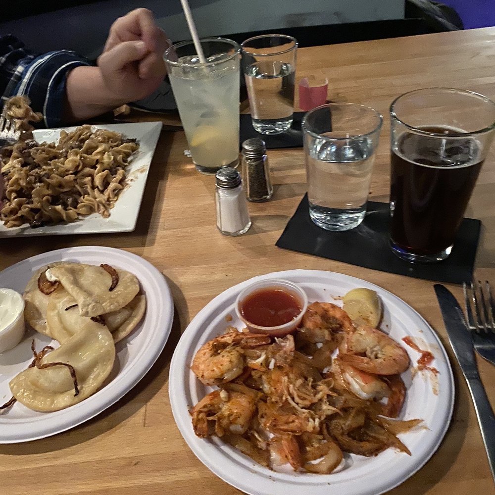 Rocket to Venus - Beef stroganoff, pierogis, and shrimp with Christmas ale. - New American Near Me - Baltimore, Maryland Rocket to Venus - Beef stroganoff, pierogis, and shrimp with Christmas ale. - New American Near Me - Baltimore, Maryland