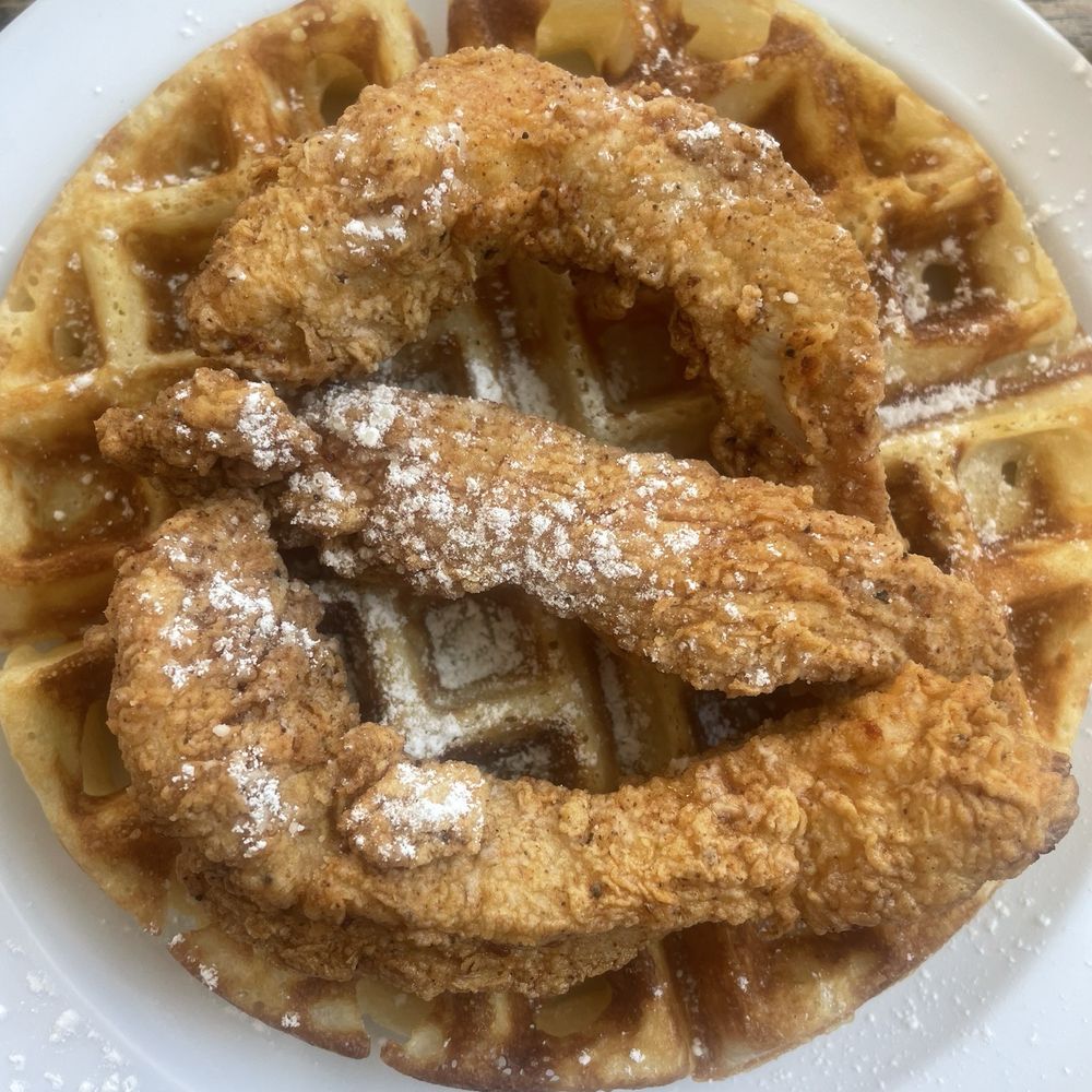 Dorado's - Chicken and waffles, drool worthy with the hint of coconut in the waffle! - Seafood Near Me - Surfside Beach, Texas Dorado's - Chicken and waffles, drool worthy with the hint of coconut in the waffle! - Seafood Near Me - Surfside Beach, Texas