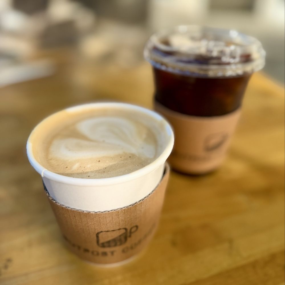 Outpost Coffee - Banana Caramel latte and a House Cold Brew - Coffee & Tea Near Me - Diamond Bar, California