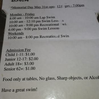 Northwest Municipal Pool - Fees for 2013 season - Swimming Pools Near Me - Austin, Texas
