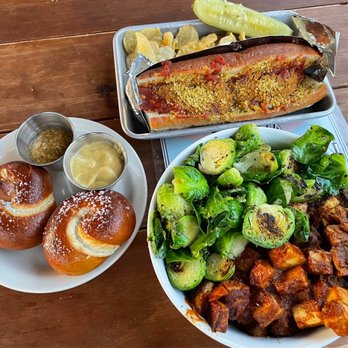 The Bye and Bye - Pretzels, meatball sub, barbecue tofu brussels bowl. - Vegan Near Me - Portland, Oregon