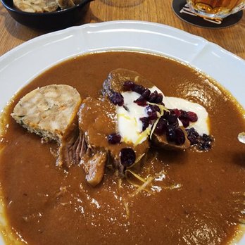 Restaurace Mincovna - Sirloin in cream with dumplings. - Czech Near Me - Prague, Puerto Rico Restaurace Mincovna - Sirloin in cream with dumplings. - Czech Near Me - Prague, Puerto Rico