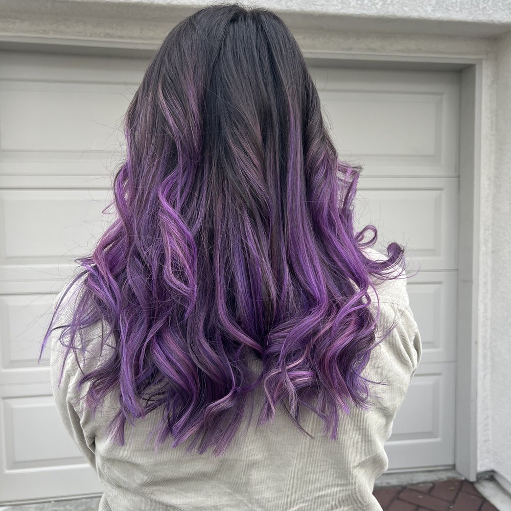 Pony Studios - End result - purple full balayage - Hair Stylists Near Me - Oakland, California