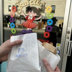 Isabella's Mochi Donut Boutique - Ube and black tea donuts