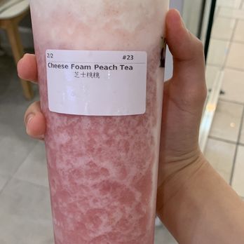 Moge Tee Tysons Corner - Peach tea with cheese foam -- uses real peach! - Bubble Tea Near Me - Tysons Corner, Virginia