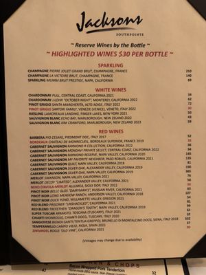 Menu photo 3 Jacksons Southpointe Canonsburg, PA
