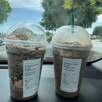 Starbucks - 1st drink on the left. Caramel drizzle was all over the cup.Insisted to be remade paid for this drink unfortunately ended up in the trash. - Coffee & Tea Near Me - Antioch, California