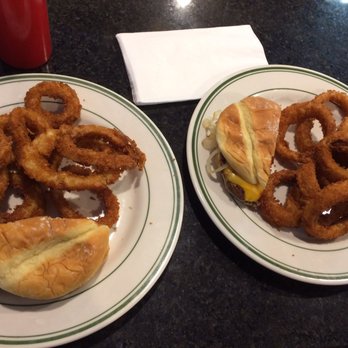 JackJack's Diner - BBQ burger split for two. We couldn't finish the DELICIOUS onion rings. - American Near Me - Moscow, Idaho