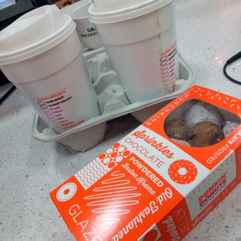 Dunkin' - two cups of coffee and a box of doughnuts - Donuts Near Me - Greenville, South Carolina Dunkin' - two cups of coffee and a box of doughnuts - Donuts Near Me - Greenville, South Carolina
