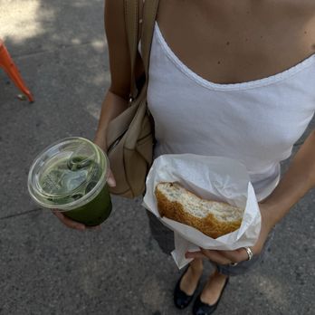 Cha & - ice matcha latte with oat milk and pineapple bun - Tea Rooms Near Me - New York, New York Cha & - ice matcha latte with oat milk and pineapple bun - Tea Rooms Near Me - New York, New York