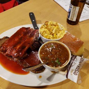 BJ's Nevada Barbecue - 3 item with beef stew, ribs, meatloaf, brisket, cornbread, Mac and cheese - Barbeque Near Me - Sparks, Nevada