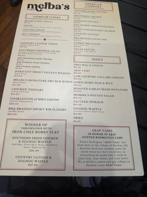Menu photo 1 Melba's Restaurant New York, NY Menu photo 1 Melba's Restaurant New York, NY