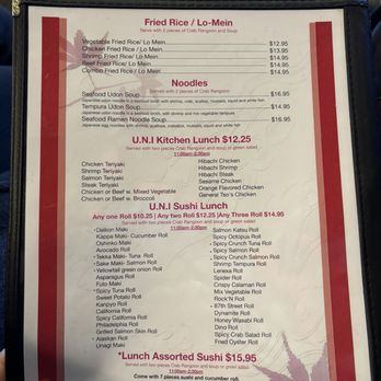 Sushi UNI - Lunch menu - Sushi Bars Near Me - Lenexa, Kansas