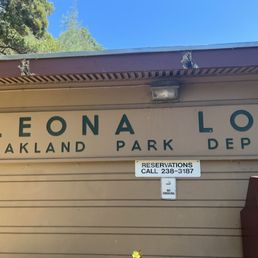 Exterior outside entrance of Leona Lodge - Front sign - Oakland, California Exterior outside entrance of Leona Lodge - Front sign - Oakland, California