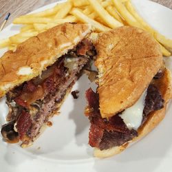 Longhorn Cafe - Mushroom Swiss Bacon Burger