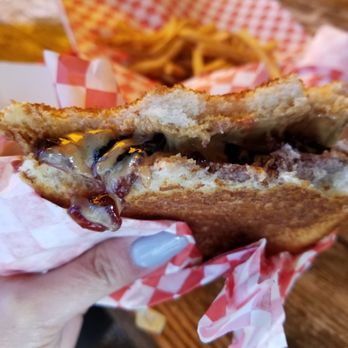 Hookers Grill - A wonderful melty PB&J!! Get some napkins! - Burgers Near Me - Fort Worth, Texas Hookers Grill - A wonderful melty PB&J!! Get some napkins! - Burgers Near Me - Fort Worth, Texas
