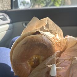 Caribou Coffee - Bacon, egg, and cheese on a plain bagel