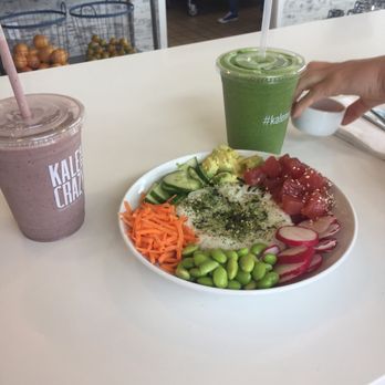 Kale Me Crazy - Tuna Poke bowl with Refresh and Recovery smoothies. - Coffee & Tea Near Me - Roswell, Georgia Kale Me Crazy - Tuna Poke bowl with Refresh and Recovery smoothies. - Coffee & Tea Near Me - Roswell, Georgia