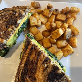 Nappi’s Nook - Grill cheese with tomato, Avocado and spinach on rye.  Potatoes as a side.  Wasn't on their menu but they accommodated. Delicious. - Breakfast & Brunch Near Me - Nesconset, New York