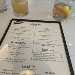 Drink menu and our cocktails.