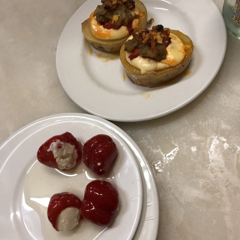 El Xampanyet - Potato bravas and stuffed peppers with cheese! - Tapas Bars Near Me - Barcelona, B