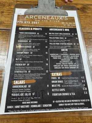Menu photo 3 Arceneaux's on the River Geismar, LA Menu photo 3 Arceneaux's on the River Geismar, LA