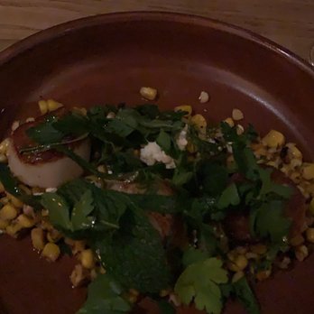FLINT by Baltaire - Low quality pic, scallops with charred corn, feta, cilantro & mint. - New American Near Me - Phoenix, Arizona