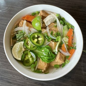 Pho The Good Times Asian Bistro - Pho Tofu and Vegetables prior to being topped with basil, bean sprouts, and cilantro - Vietnamese Near Me - Eugene, Oregon